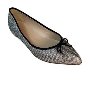 J. Crew Women's Gemma Glitter Metallic Leather Pointed Toe Ballet Flats Size 9
